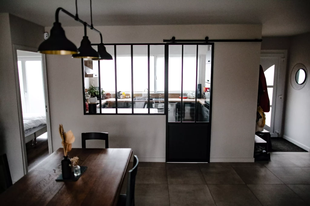 Cuisine ouverte sur le séjour, extension maison Villeneuve d'Ascq