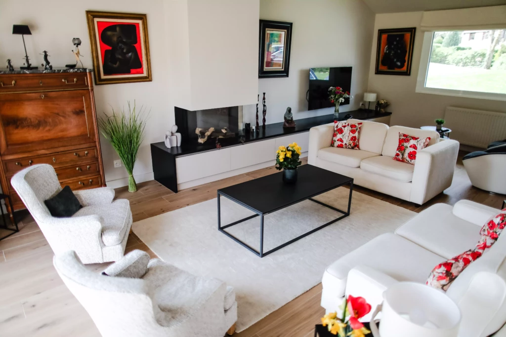 Séjour avec cheminée maison Villeneuve d'Ascq