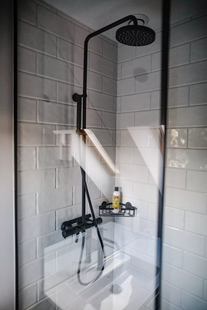 Robinetterie noire, paroi de douche profils noir salle de bains Bondues